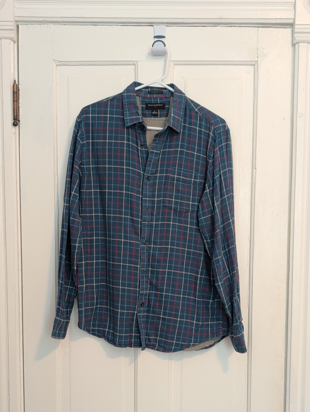 Banana Republic Blue Plaid Long-Sleeve Button-Down Shirt